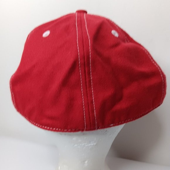 Dickies XL Fitted Cap Red Canvas Logo Acrylic Wool Blend Hat Workwear READ - Picture 4 of 10